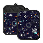 Universe Galaxy Outer Space Print Pot Holders With Pocket