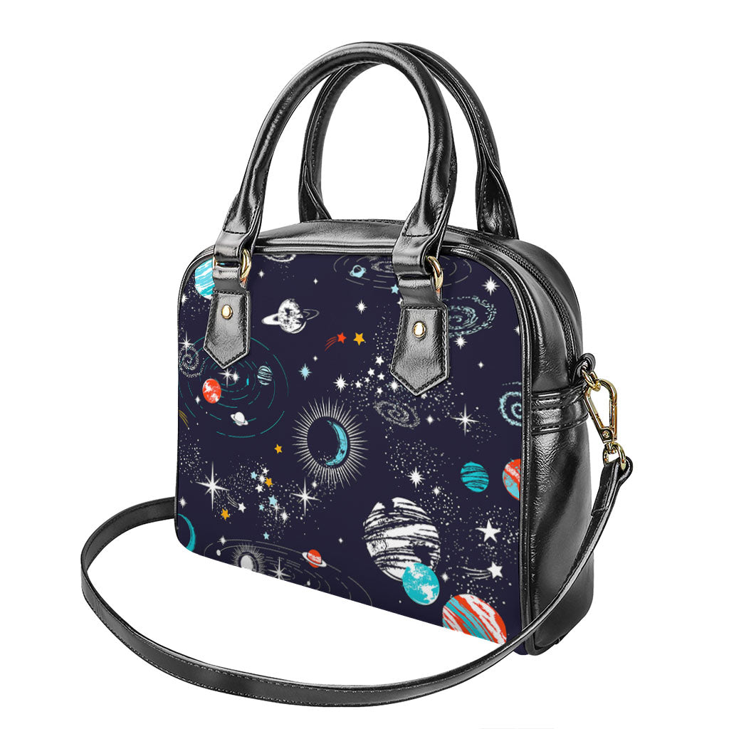 Universe Galaxy Outer Space Print Shoulder Handbag