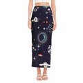 Universe Galaxy Outer Space Print Side Slit Maxi Skirt