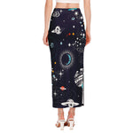 Universe Galaxy Outer Space Print Side Slit Maxi Skirt