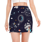 Universe Galaxy Outer Space Print Side Slit Mini Skirt