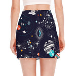 Universe Galaxy Outer Space Print Side Slit Mini Skirt
