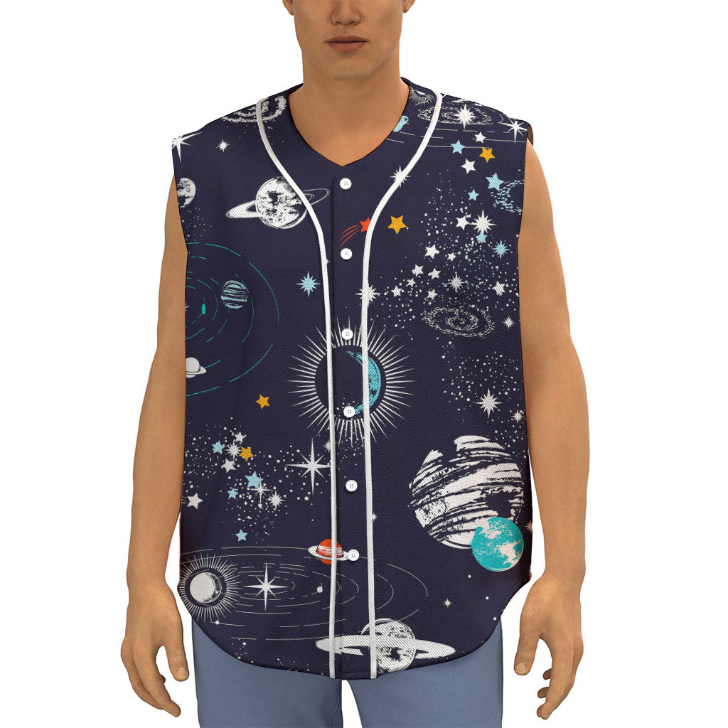 Universe Galaxy Outer Space Print Sleeveless Baseball Jersey