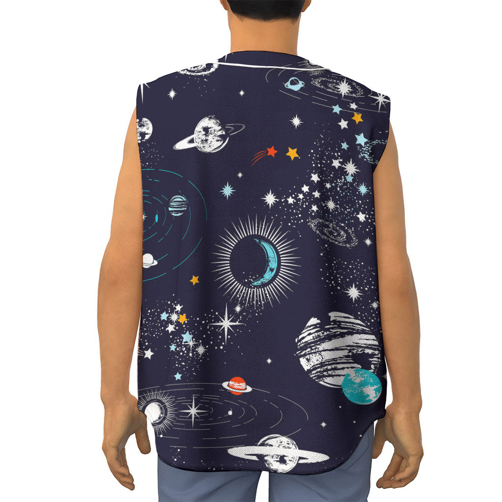 Universe Galaxy Outer Space Print Sleeveless Baseball Jersey