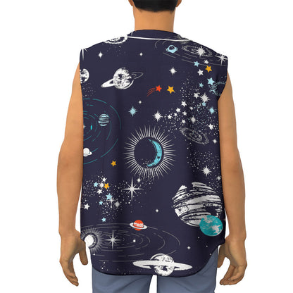 Universe Galaxy Outer Space Print Sleeveless Baseball Jersey