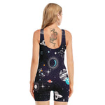 Universe Galaxy Outer Space Print Sleeveless One Piece Swimsuit