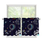 Universe Galaxy Outer Space Print Tier Curtains