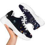Universe Galaxy Outer Space Print White Chunky Shoes