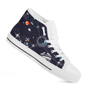 Universe Galaxy Outer Space Print White High Top Sneakers