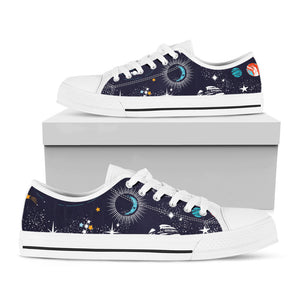 Universe Galaxy Outer Space Print White Low Top Sneakers