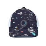 Universe Galaxy Outer Space Print White Mesh Trucker Cap