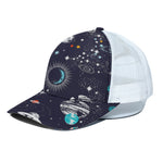 Universe Galaxy Outer Space Print White Mesh Trucker Cap
