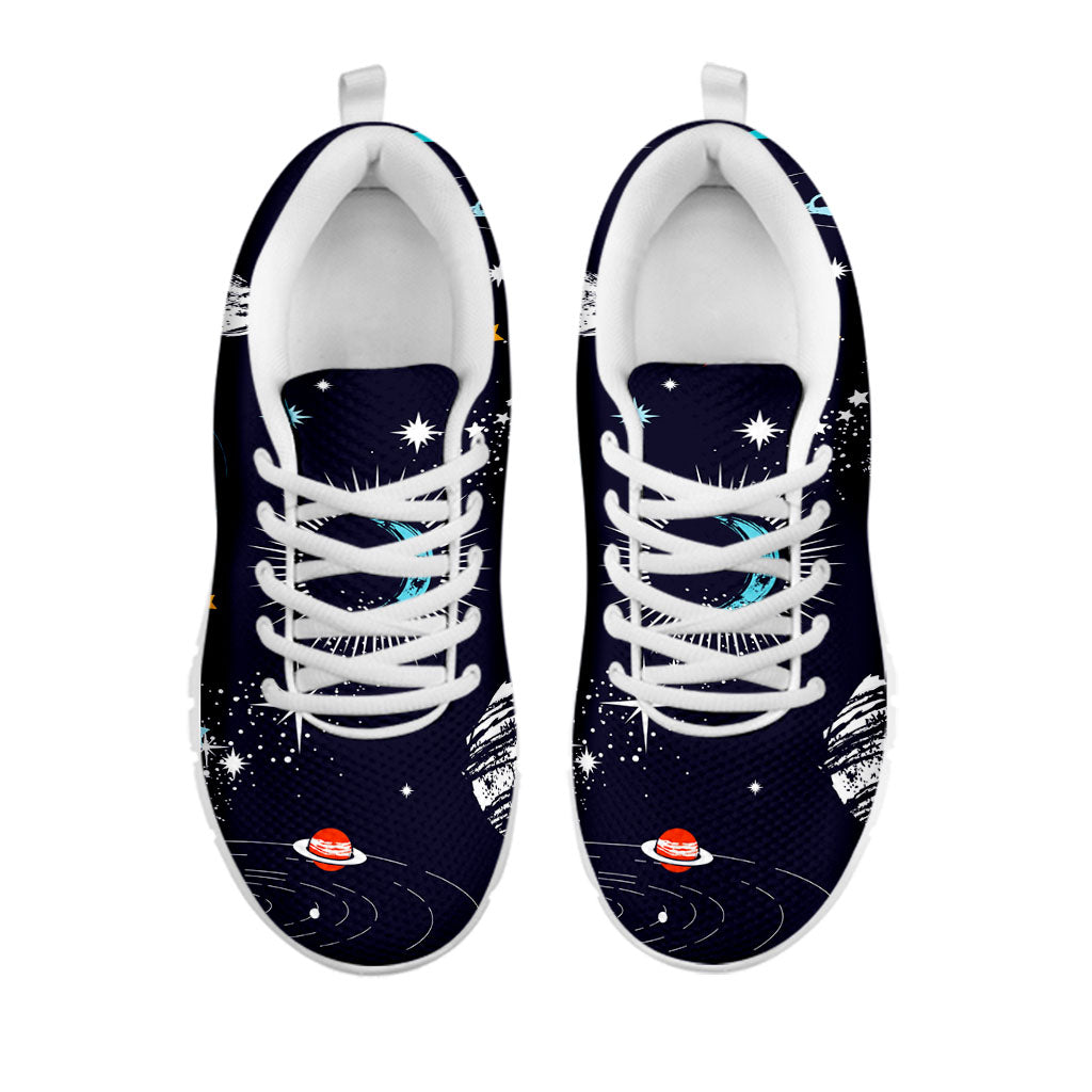 Universe Galaxy Outer Space Print White Running Shoes