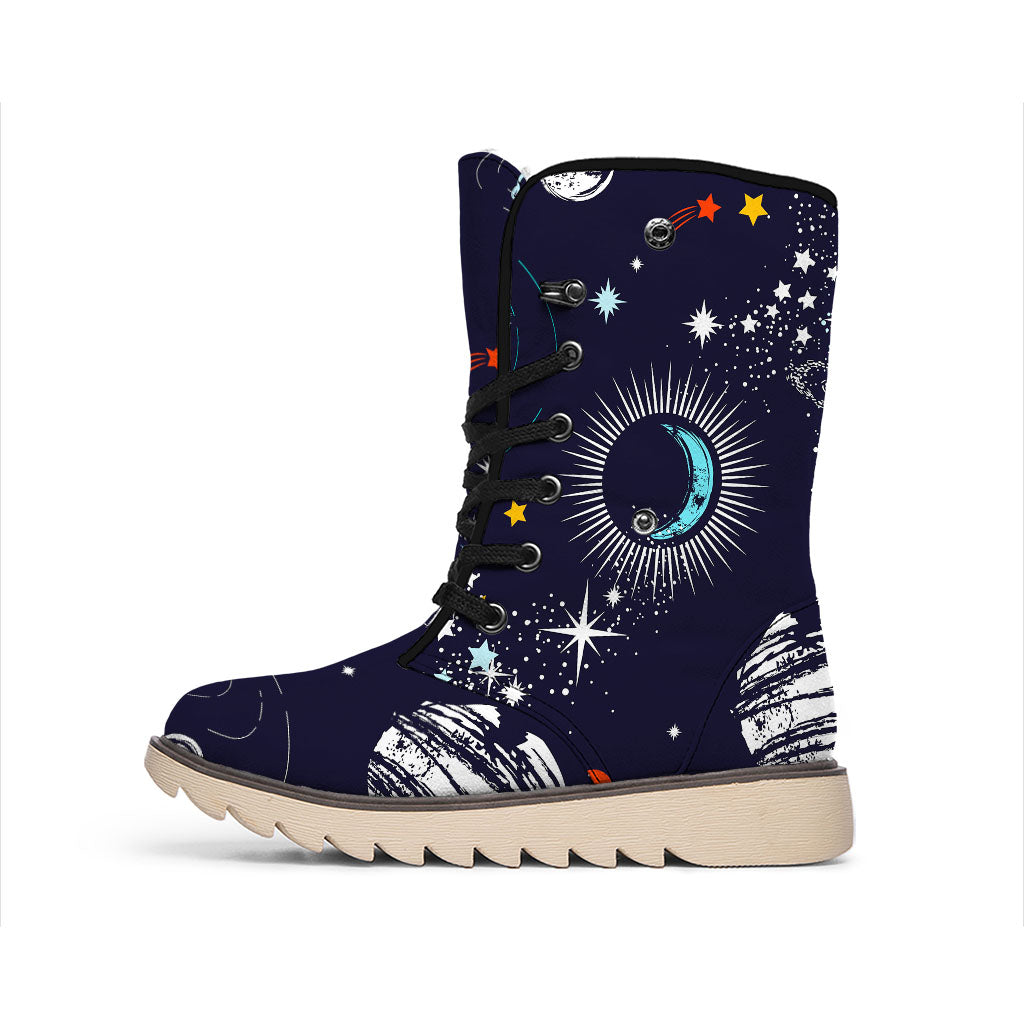 Universe Galaxy Outer Space Print Winter Boots