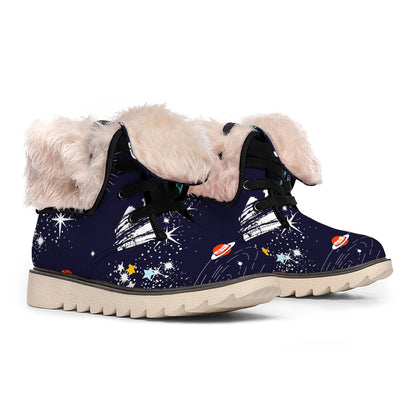 Universe Galaxy Outer Space Print Winter Boots
