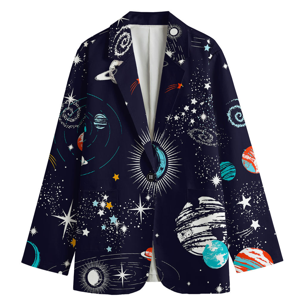 Universe Galaxy Outer Space Print Women's Blazer