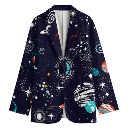 Universe Galaxy Outer Space Print Women's Blazer