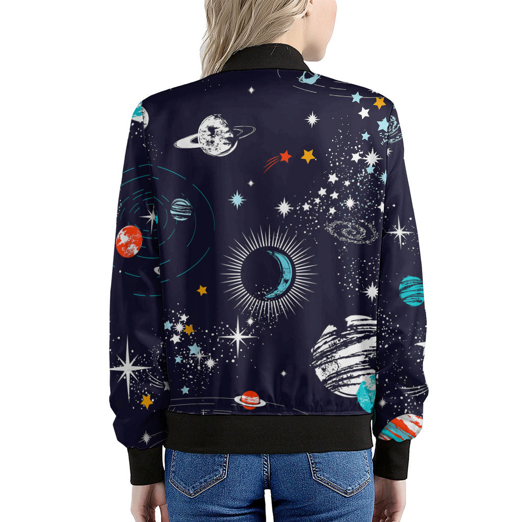 Universe Galaxy Outer Space Print Women's Bomber Jacket