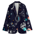 Universe Galaxy Outer Space Print Women's Cotton Blazer