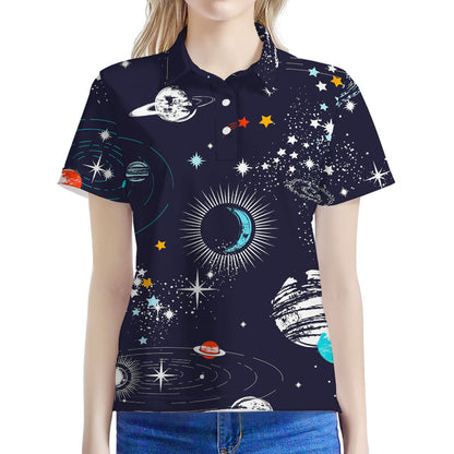 Universe Galaxy Outer Space Print Women's Polo Shirt