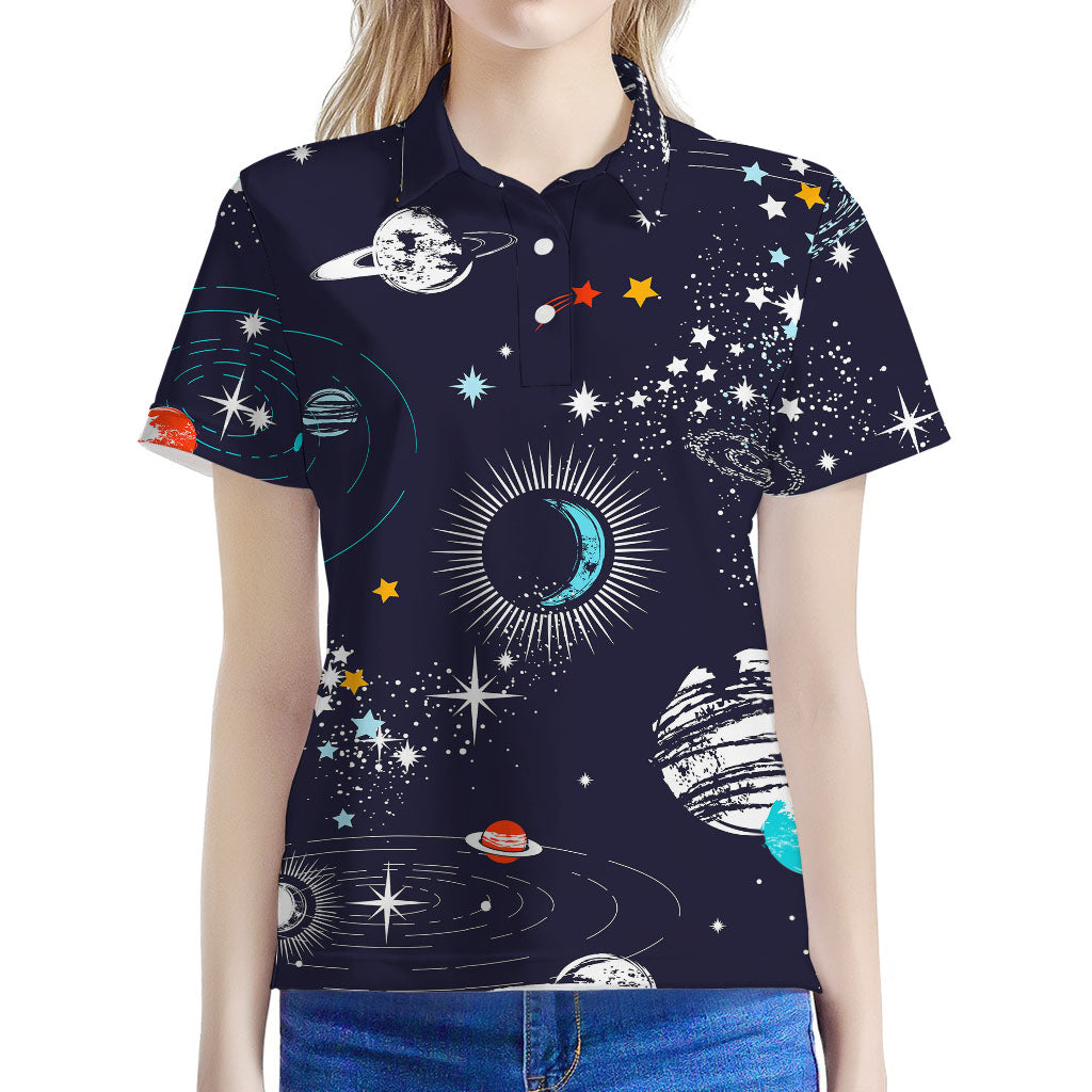 Universe Galaxy Outer Space Print Women's Polo Shirt
