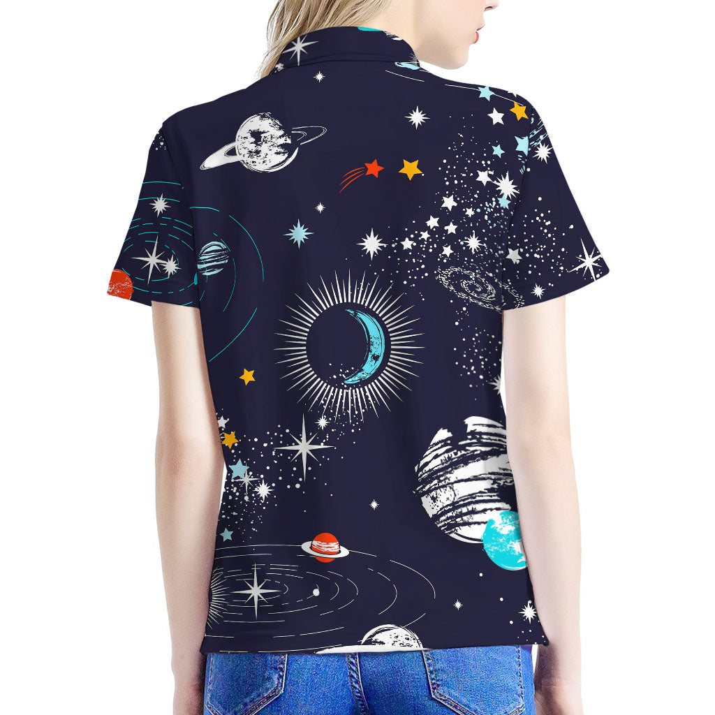 Universe Galaxy Outer Space Print Women's Polo Shirt