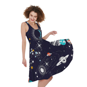 Universe Galaxy Outer Space Print Women's Sleeveless Dress