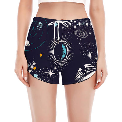 Universe Galaxy Outer Space Print Women's Split Running Shorts