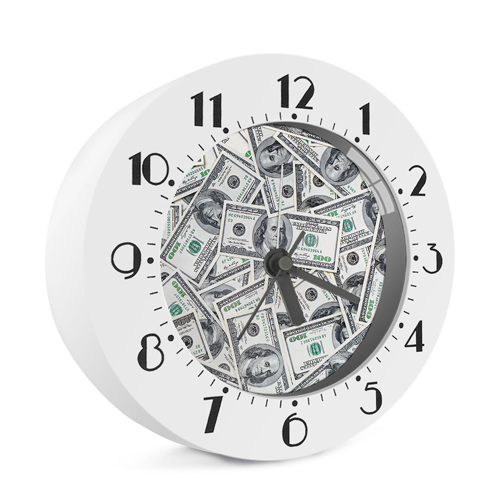 US Dollar Pattern Print Alarm Clock