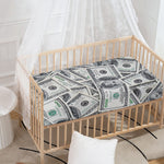 US Dollar Pattern Print Baby Crib Sheet