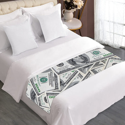 US Dollar Pattern Print Bed Runner