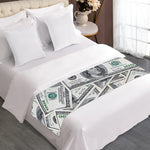 US Dollar Pattern Print Bed Runner