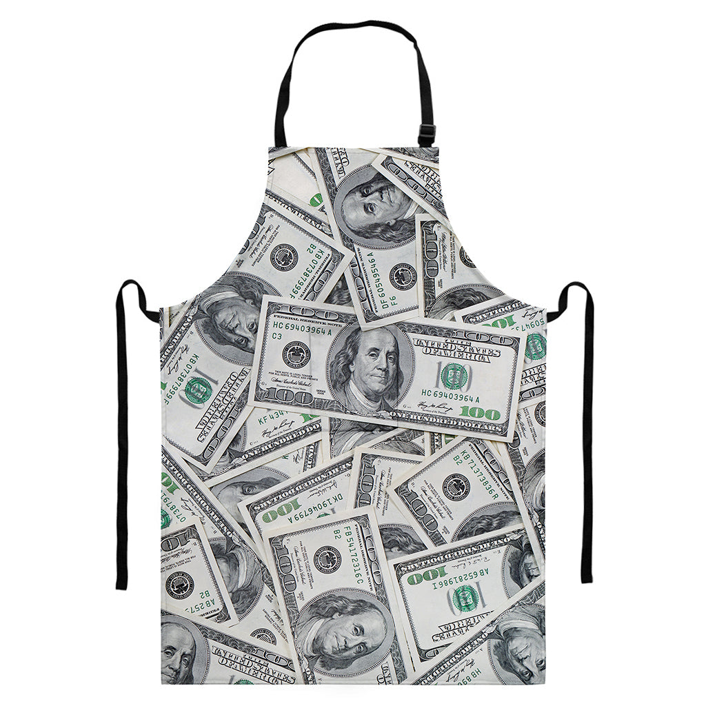 US Dollar Pattern Print Bib Apron With Pocket