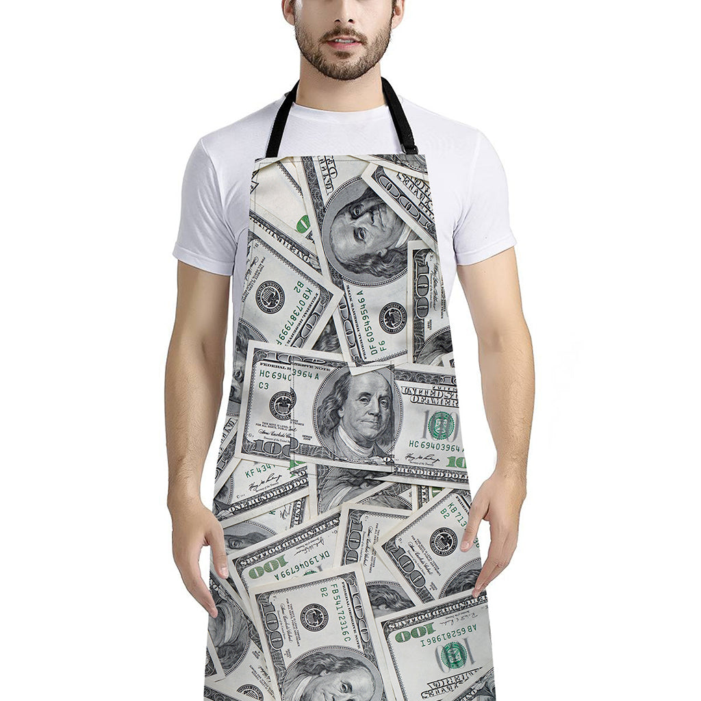 US Dollar Pattern Print Bib Apron With Pocket