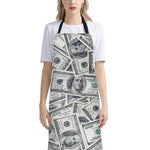 US Dollar Pattern Print Bib Apron With Pocket