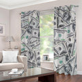 US Dollar Pattern Print Dimout Grommet Curtains