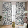 US Dollar Pattern Print Blackout Pencil Pleat Curtains