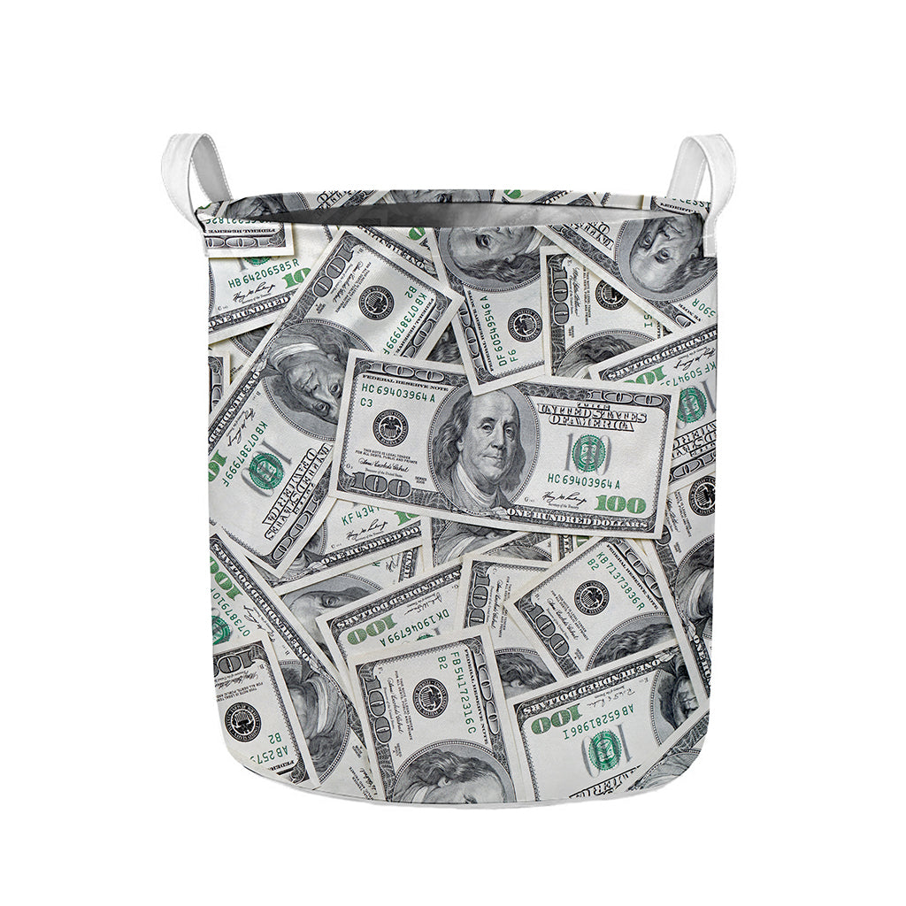 US Dollar Pattern Print Collapsible Laundry Basket