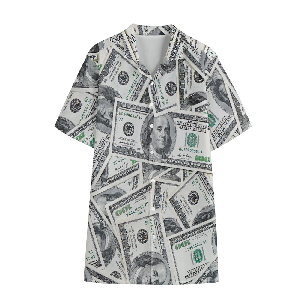 US Dollar Pattern Print Cotton Hawaiian Shirt