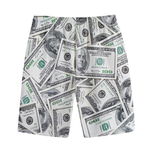 US Dollar Pattern Print Cotton Shorts