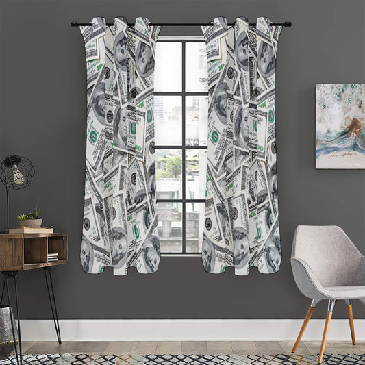 US Dollar Pattern Print Curtain