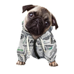 US Dollar Pattern Print Dog Zip Up Hoodie