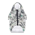 US Dollar Pattern Print Dog Zip Up Hoodie