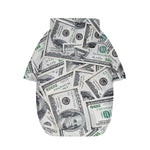 US Dollar Pattern Print Dog Zip Up Hoodie
