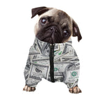 US Dollar Pattern Print Dog Zip Up Jacket