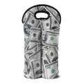 US Dollar Pattern Print Double Neoprene Wine Tote