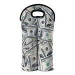 US Dollar Pattern Print Double Neoprene Wine Tote