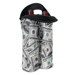 US Dollar Pattern Print Double Neoprene Wine Tote
