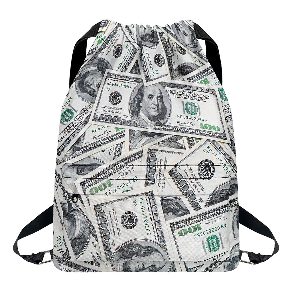 US Dollar Pattern Print Drawstring Backpack