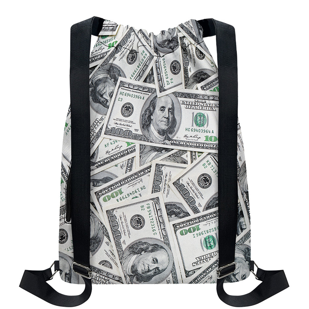 US Dollar Pattern Print Drawstring Backpack